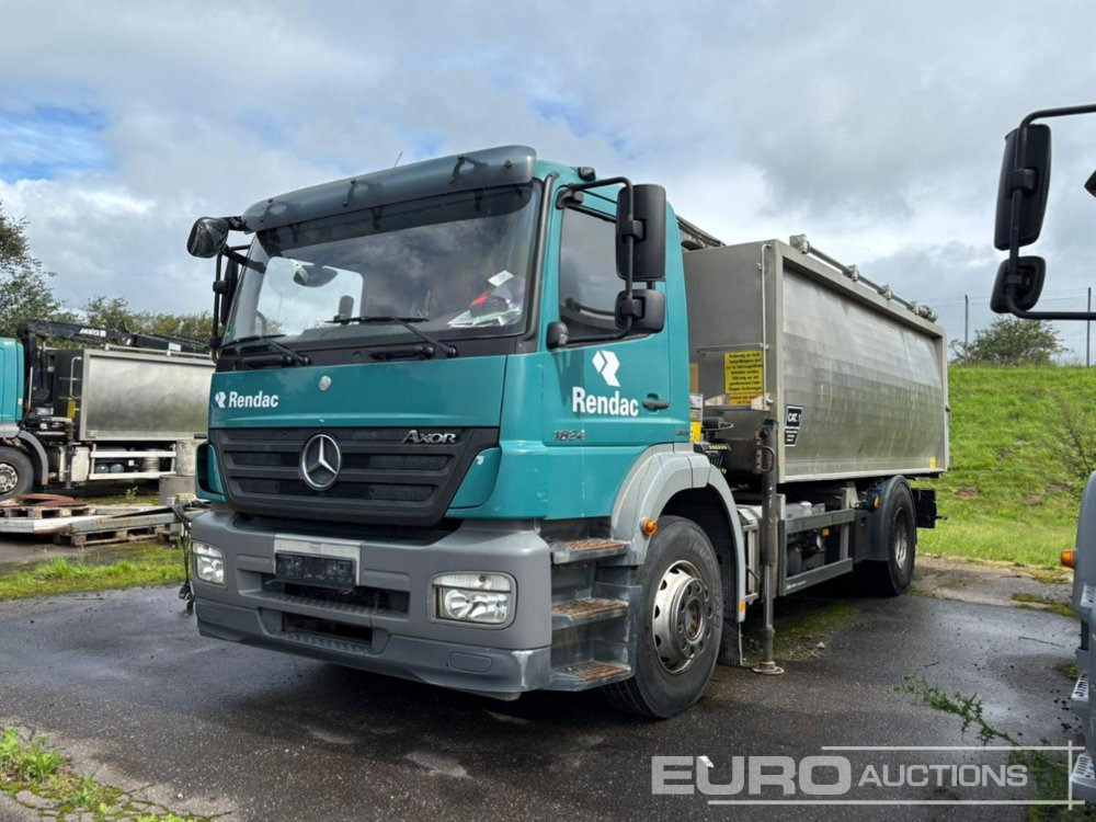 2009 Mercedes Axor 1824L 4x2, Crane, Stamps, Stainless Steel Container (German Reg. Docs. Available) - Tippbil: bilde 1 2009 Mercedes Axor 1824L 4x2, Crane, Stamps, Stainless Steel Container (German Reg. Docs. Available) - Tippbil: bilde 1
