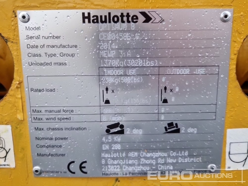 Lift 2014 Haulotte Optimum 8: bilde 22 Lift 2014 Haulotte Optimum 8: bilde 22