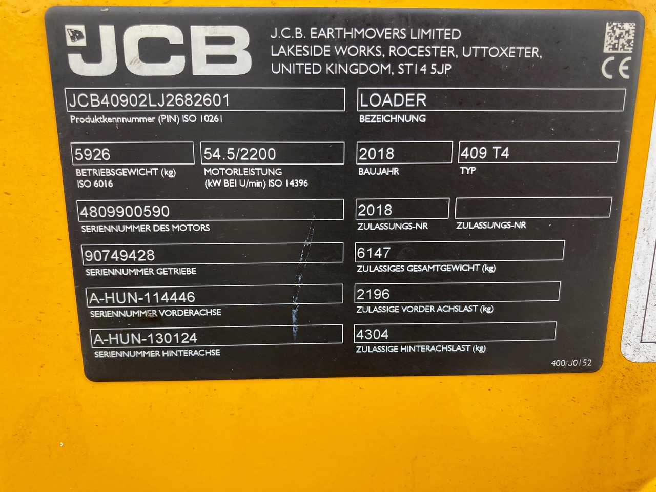 JCB Radlader Typ 409 - Laster: bilde 2 JCB Radlader Typ 409 - Laster: bilde 2