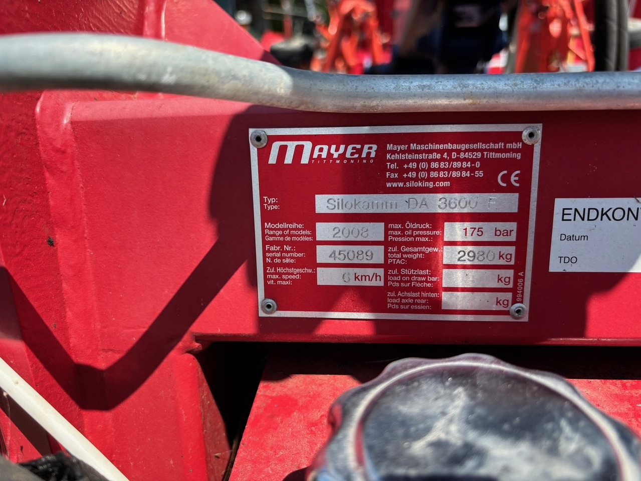Mayer Siloking Silokamm DA 3600 F - Silo-utstyr: bilde 2 Mayer Siloking Silokamm DA 3600 F - Silo-utstyr: bilde 2
