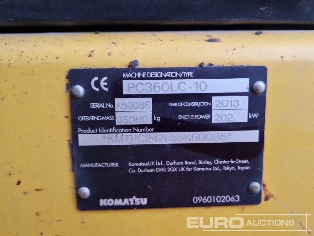 Beltegraver 2013 Komatsu PC360LC-10: bilde 46