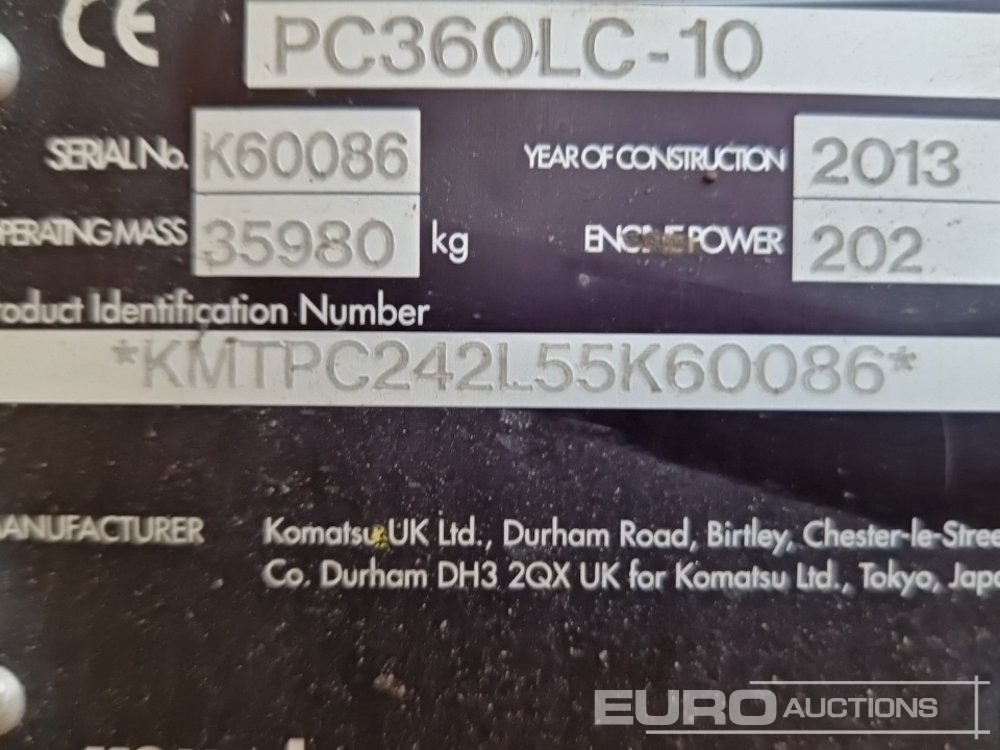 Beltegraver 2013 Komatsu PC360LC-10: bilde 47