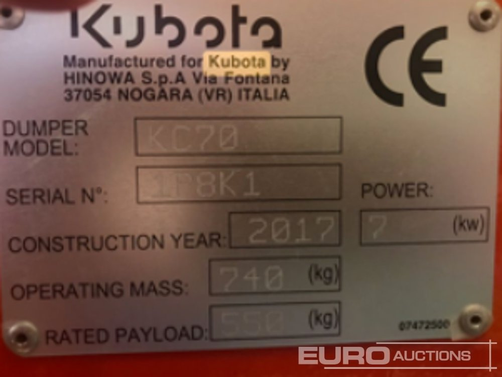 2017 Kubota KC70VHD-4 - Hjuldumper: bilde 5 2017 Kubota KC70VHD-4 - Hjuldumper: bilde 5