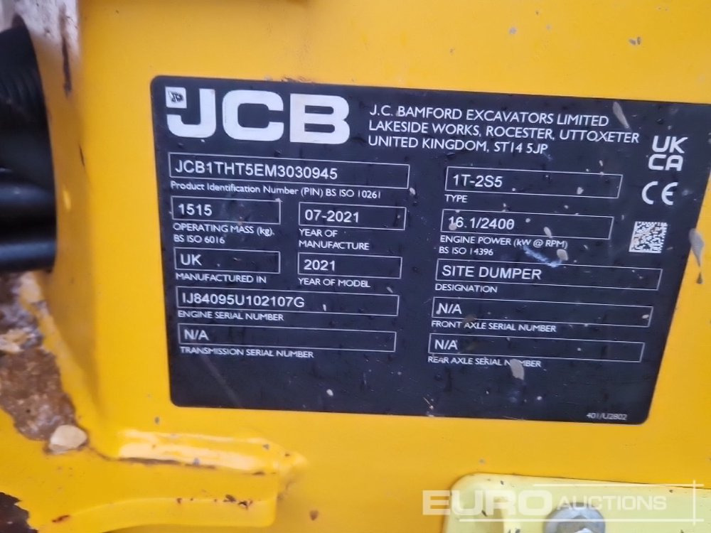 Kompaktdumper 2021 JCB 1T-2S5: bilde 39