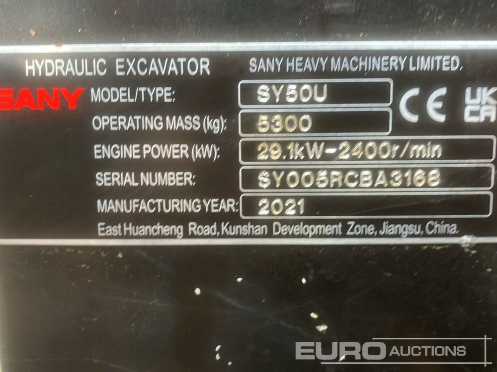 2021 Sany SY50U - Minigraver: bilde 5 2021 Sany SY50U - Minigraver: bilde 5