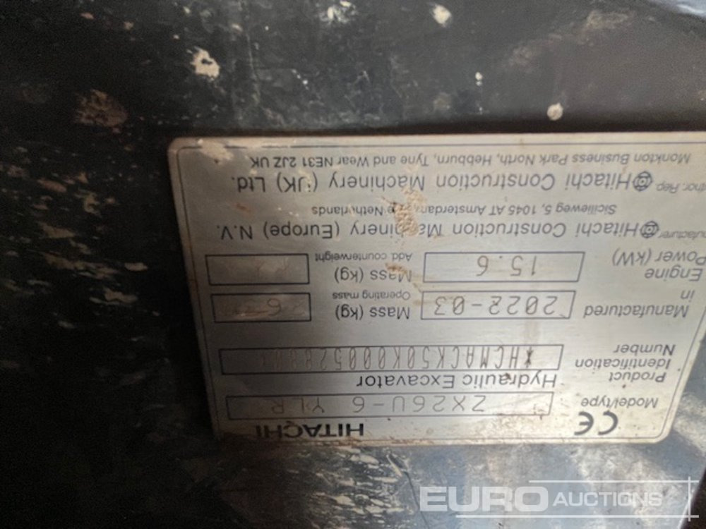 2022 Hitachi ZX26U-6 YLR - Minigraver: bilde 5 2022 Hitachi ZX26U-6 YLR - Minigraver: bilde 5