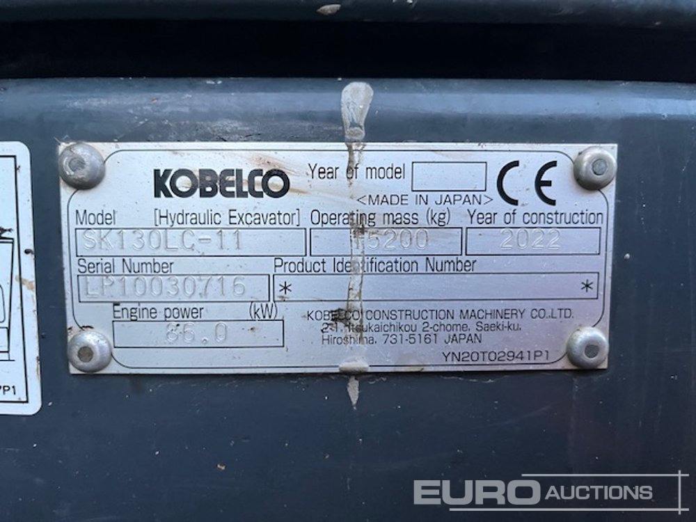 2022 Kobelco SK130LC-11 - Beltegraver: bilde 5 2022 Kobelco SK130LC-11 - Beltegraver: bilde 5