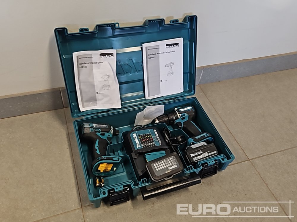 Unused Makita DHP453 18V LXT Combi Dril, Makita DTD152 18V LXT Impact Driver, Battery, Charger, Bit Set - Verkstedutstyr: bilde 1 Unused Makita DHP453 18V LXT Combi Dril, Makita DTD152 18V LXT Impact Driver, Battery, Charger, Bit Set - Verkstedutstyr: bilde 1