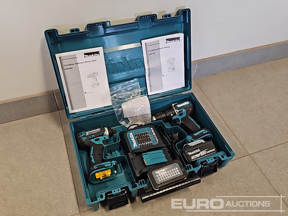 Unused Makita DHP453 18V LXT Combi Dril, Makita DTD152 18V LXT Impact Driver, Battery, Charger, Bit Set - Verkstedutstyr: bilde 1 Unused Makita DHP453 18V LXT Combi Dril, Makita DTD152 18V LXT Impact Driver, Battery, Charger, Bit Set - Verkstedutstyr: bilde 1