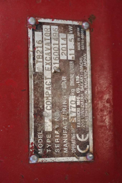 Minigraver Takeuchi TB216: bilde 14