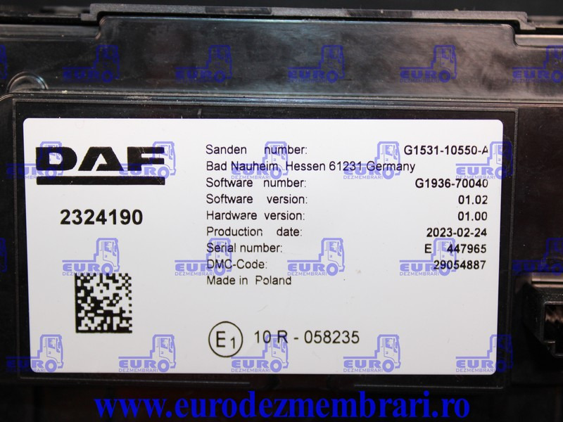 ELEMENT BORD COMANDA CLIMA DAF XF XG 2324190, 2295570 - Instrumentpanel for Lastebil: bilde 4 ELEMENT BORD COMANDA CLIMA DAF XF XG 2324190, 2295570 - Instrumentpanel for Lastebil: bilde 4